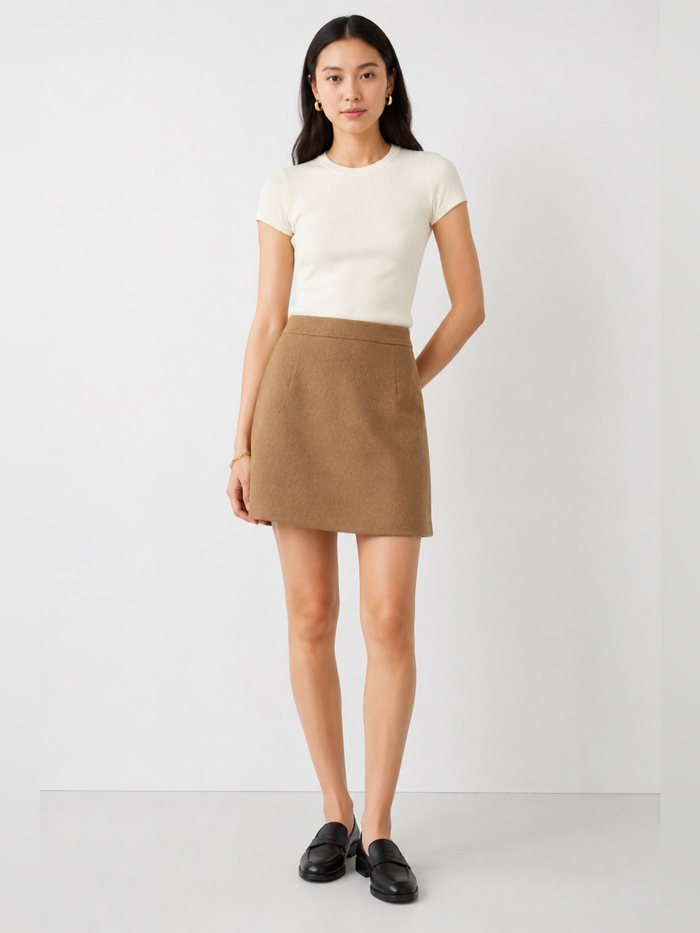 J.Crew Camel Wool Blend Mini Skirt Size 2